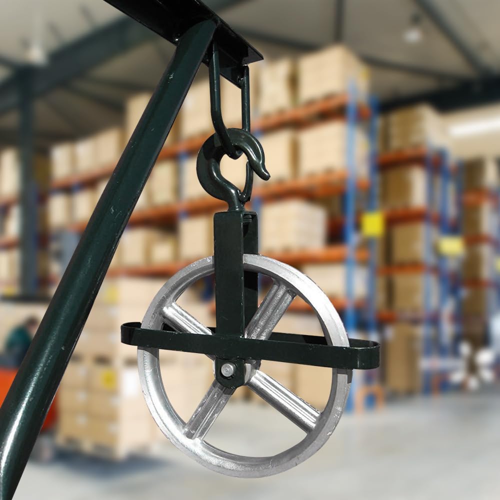 POPMOON Scaffold Hoist Pulley 12" Scaffolding Wheels Aluminum Pulley Wheel 1000lbs Ladder Hooks Pulleys for Lifting with Rope