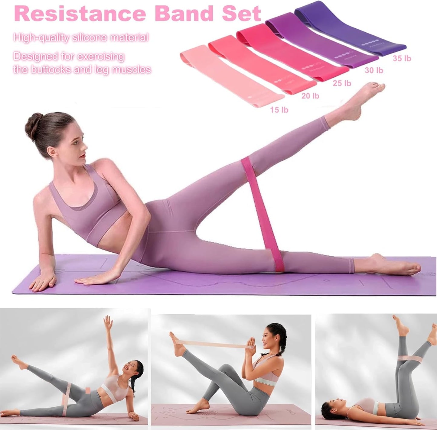 Pilates Set – Home Pilates Equipment for Women Kit with Magic Circle Pilates Ring and Ball Set, Resistance Bands & Massage Balls & Exercise Bands for Toning，Flexibility & Core Strength (Light Black)