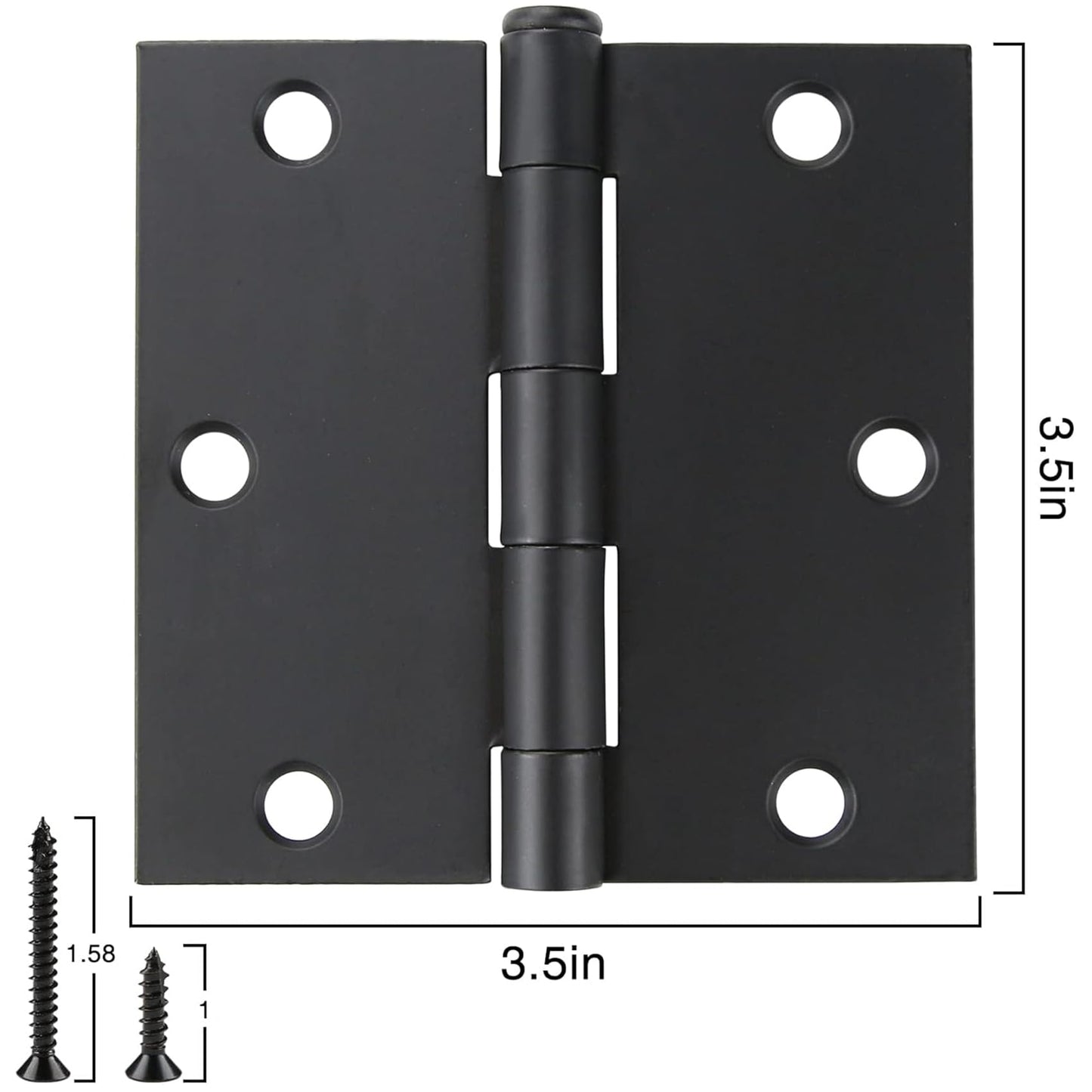 12 Pack 3 1/2 Inch Matte Black Door Hinges 3.5" Interior Square Iron Bifold Silver Standard Residential 3 ½"Satin Nickels Hinge for Doors Hardware Kit Tool Office Bedroom Study Living Room Decor