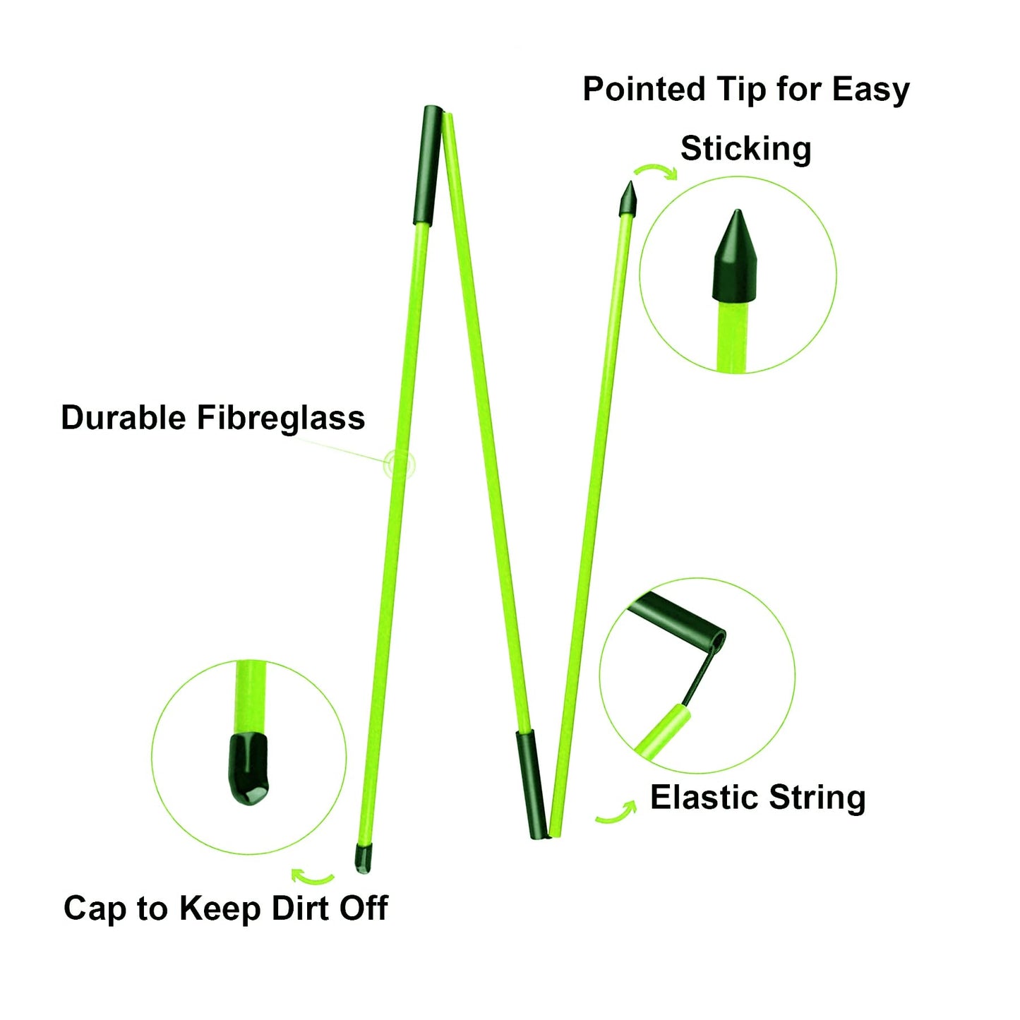 Eshan Golf Alignment Sticks 2 Pack Swing Training Aid Equipment Collapsible Trainer Practice Rods Posture Corrector in Handy Storage Tube Case for Men Women Golfer Swinging (Mint Green)