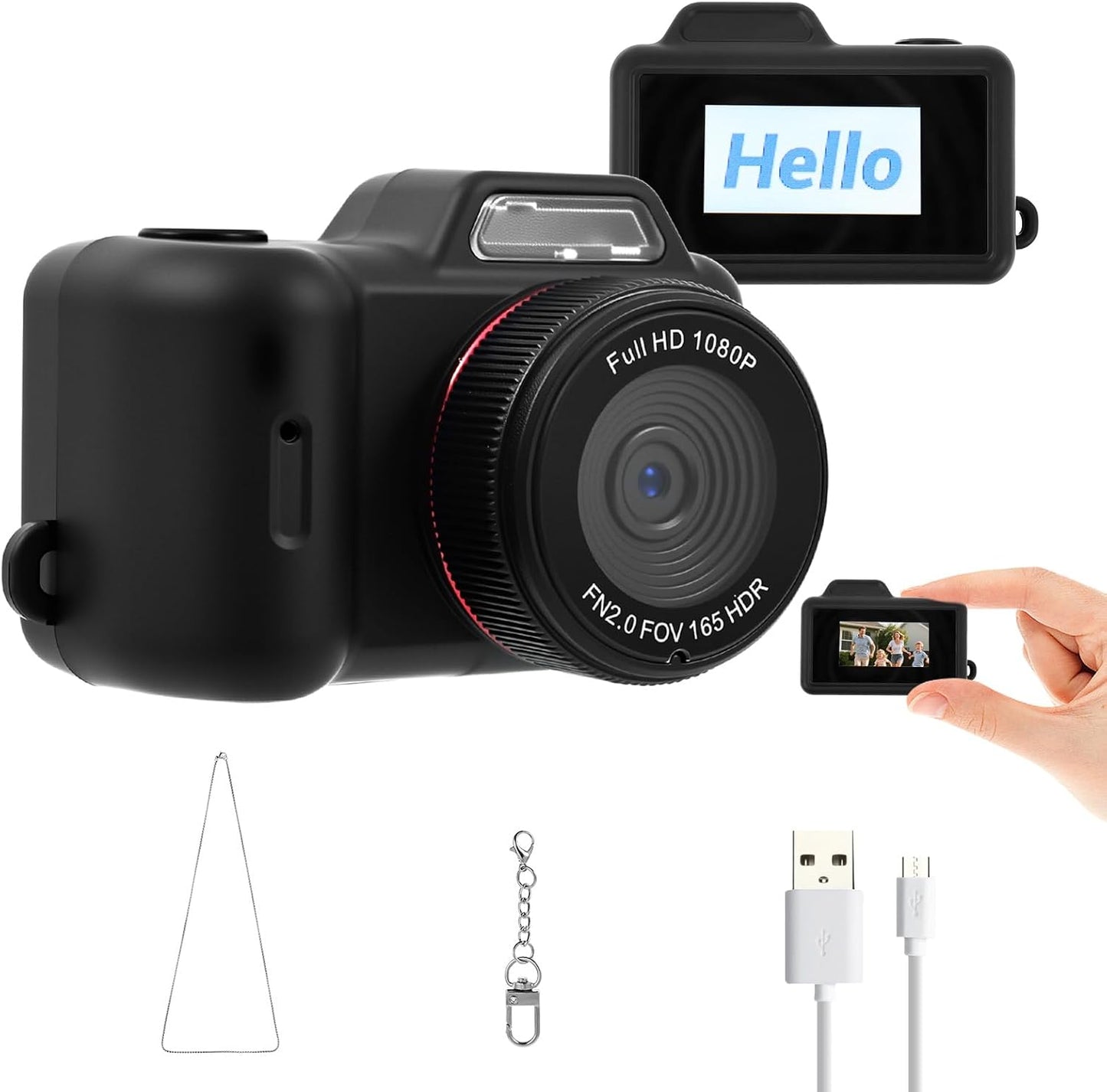 Fizocosisto 1080P Mini Camera Video, Mini Keychain Digital Camera Pocket Size,Recorder with Long Battery Life