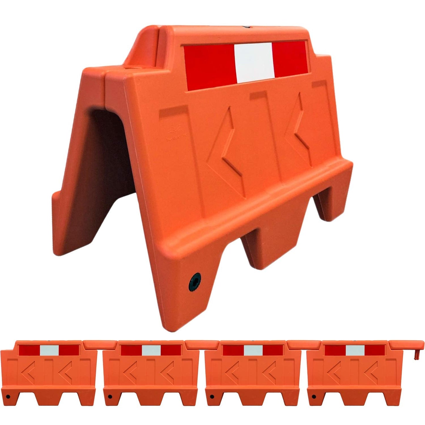 Electriduct Stackable Water Fillable Traffic Safety Plastic Barricade 3 Feet Orange Polyethylene Vehicle Portable Barrier - Pack of 4