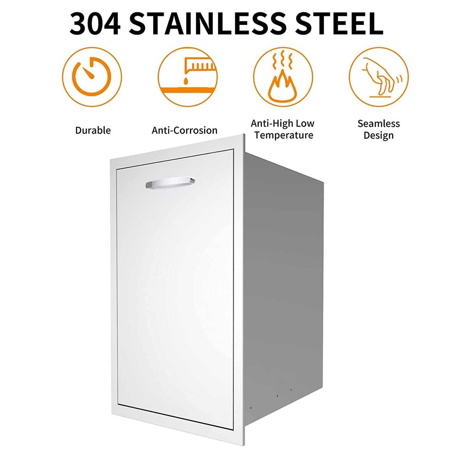 RAILEN 18" W x 24" H x 23" D Outdoor Kitchen Drawers Flush Mount Access BBQ Island Drawers for Outdoor Kitchens or BBQ Island Patio Grill Station W/O Handles