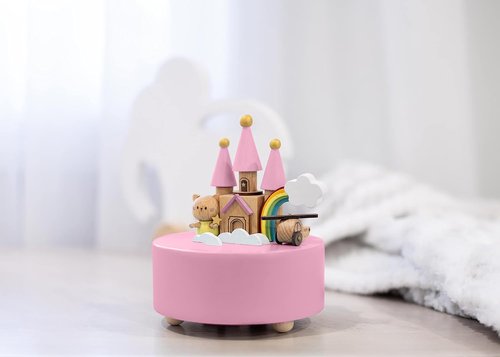 Cottage Garden Music Box - Rainbow Castle Design | Natural Wood, 5-Inch, Plays Brahm's Lullaby
