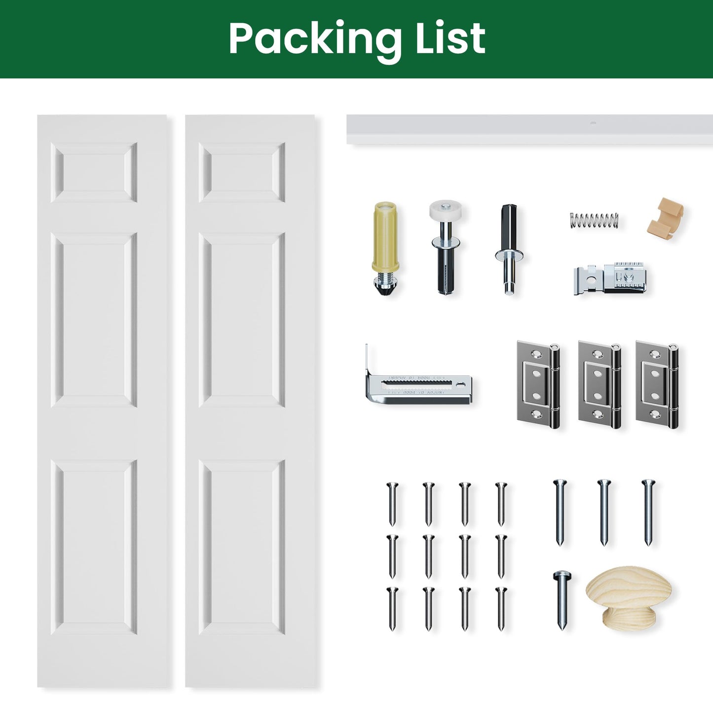 SMARTSTANDARD 32" x 80" Paintable Bifold Door, 3-Panels Closet Doors with Hardward Kits, White Primed Surface Ready for Painting, 29 2/5" x 78 2/5", Elegant Molded Design, Easy Installation