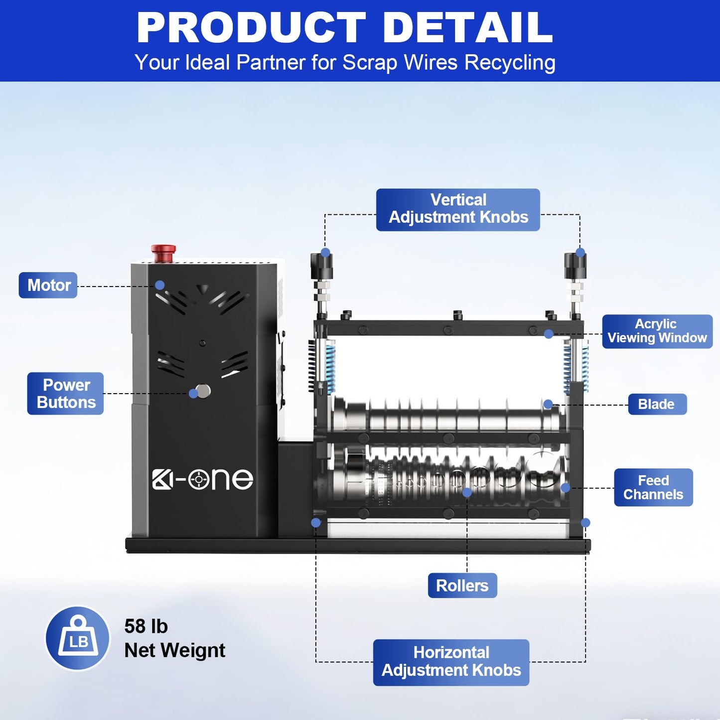 Automatic Wire Stripper Machine, Copper Wire Stripping Machine, Wire Strippers Electrical for 0.06"-1.6" Copper Wire, 700W High-Speed Electric Wire Stripper, 11 Channels 10 Blades Strip Machinery