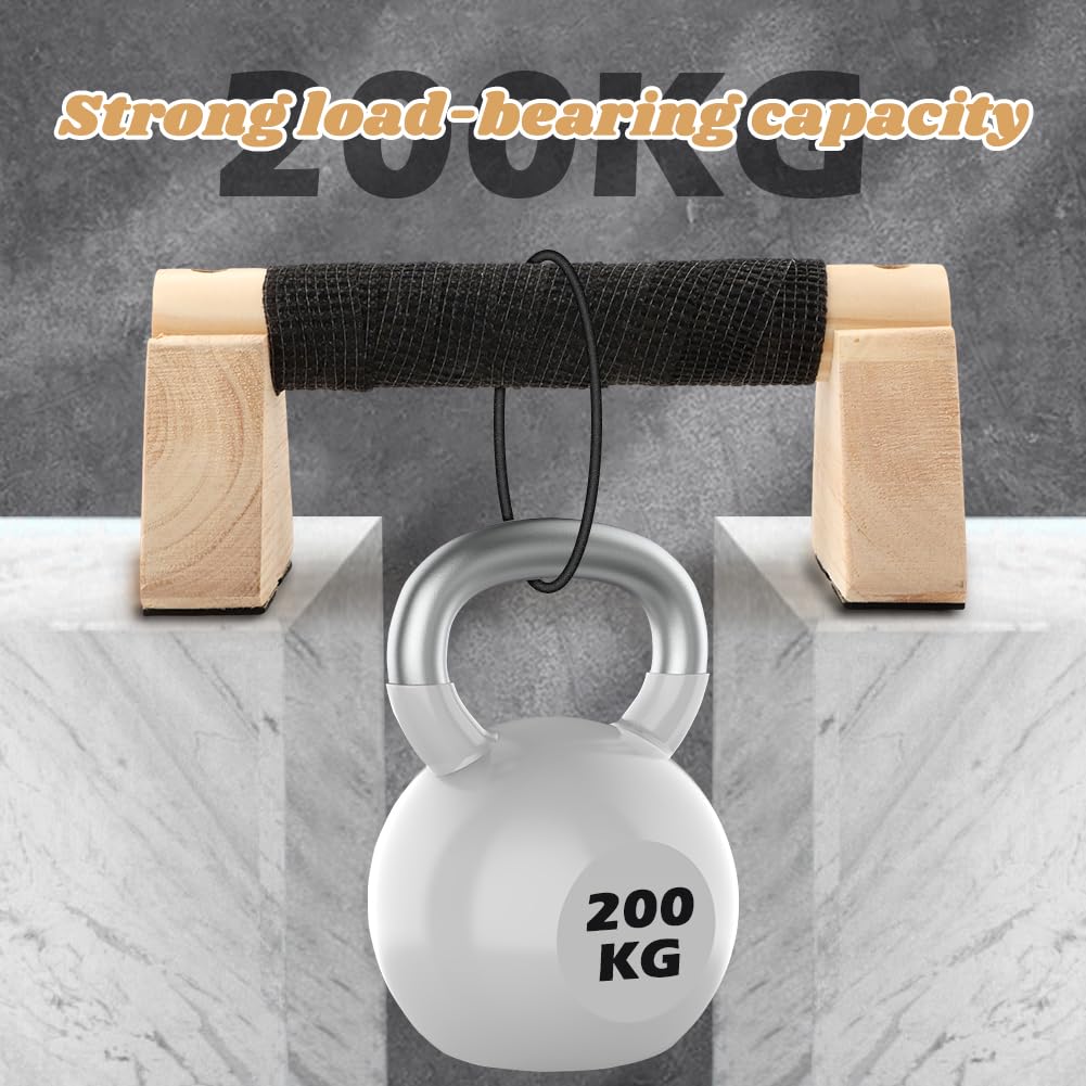 Wood Parallettes Bars for Home Workout, Push Up Bars & Dip Stands, Wooden Calisthenics Equipment Handstand Blocks for Strength Training, Rehabilitation & Gymnastics (20cm)