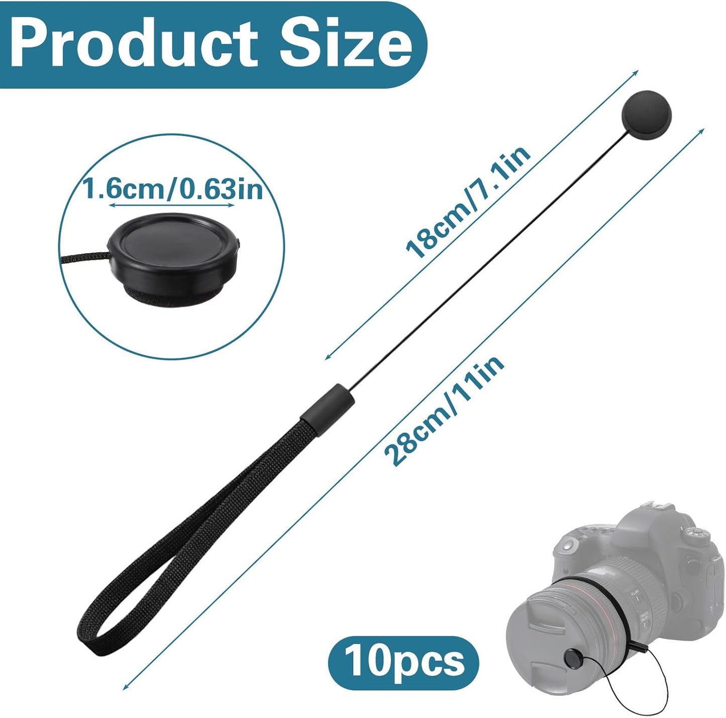Xinjoduz 10 Pack Camera Lens Cap Leash, Lenses Cap Keeper Tether with Elastic String, Lens Caps Holder Compatible