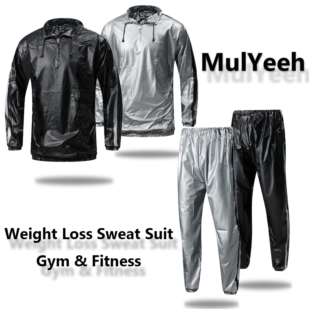MulYeeh Sauna Suit Sweat Suit Gym Fitness Workout Anti-Rip Lightweight Upgrade Materials Plus Size Suit for Men Women