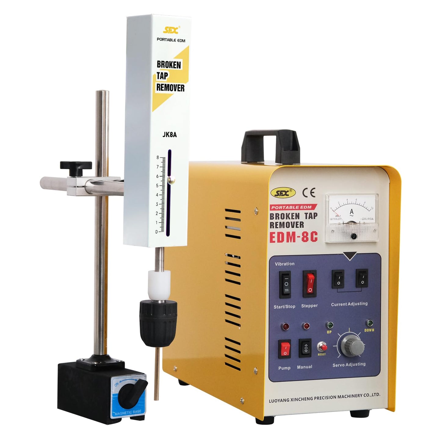 800W Broken Tap Drill Remover Machine EDM-8C Portable EDM, 110 V, Remove M2-M20 Dia. 0.07in to 0.78in (5/64'' - 25/32'') Screw, 1-20mm Drill Drifts from Blind Hole, Through Hole, Depth Setting