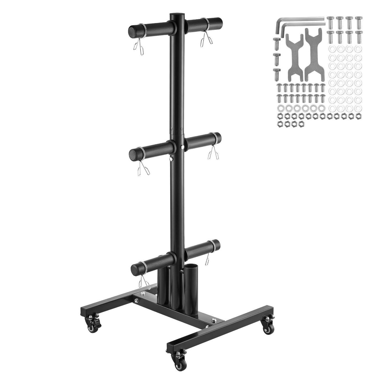 VEVOR Weight Plate Rack, Vertical Weight Plate Tree for 2-Inch Weight Plates, Standard Weight Plate Tree with Wheels, 1000 lbs Load Capacity Weight Storage Holder, Home Gym Barbell Rack Storage Stand