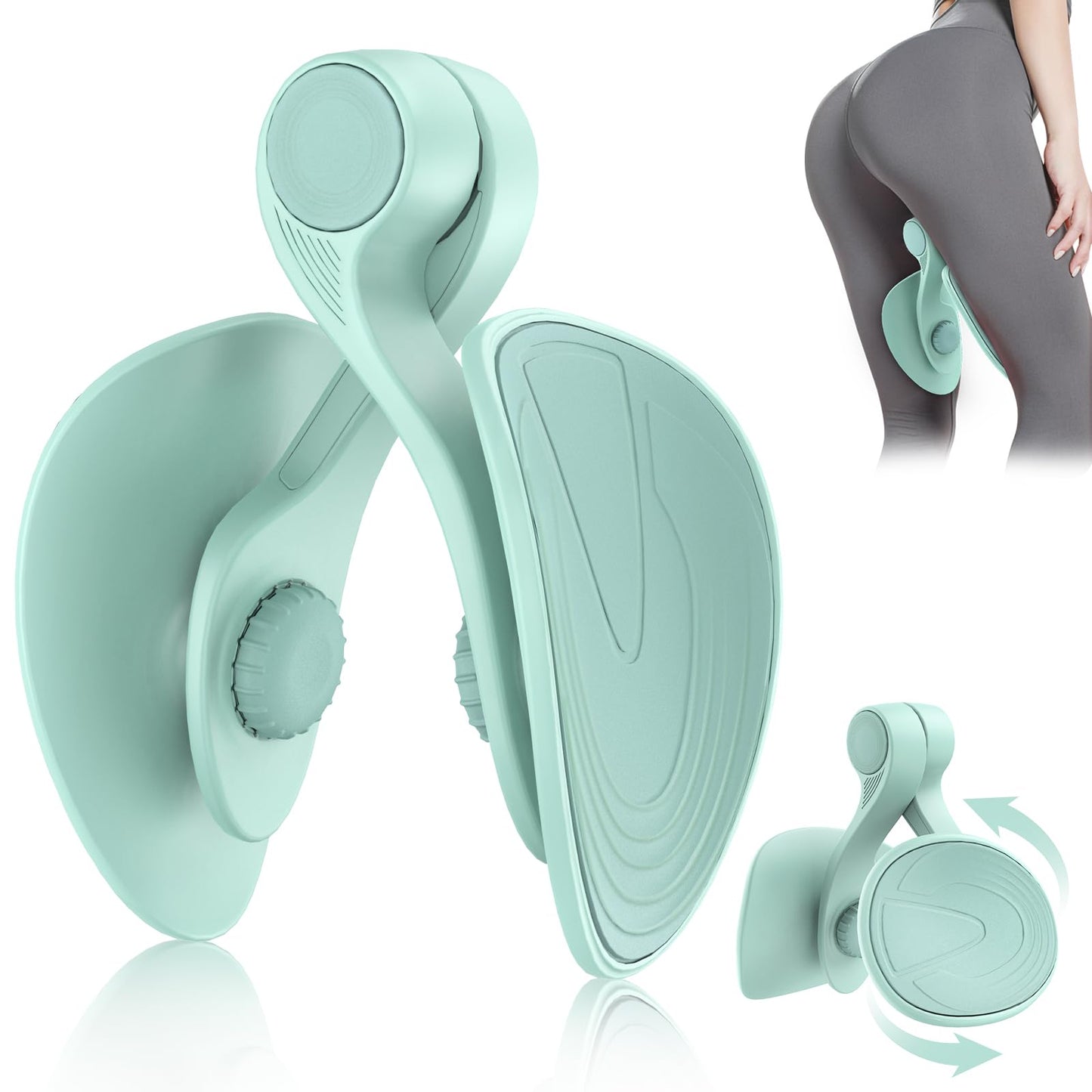 Kegel Exerciser, Pelvic Floor Muscle Exercise Devices for Women, Inner Thigh Exerciser Leg Workout Equipment Thigh Trainer for Male Hip Trimmer Inner Thigh Toner Workout (LightGreen)