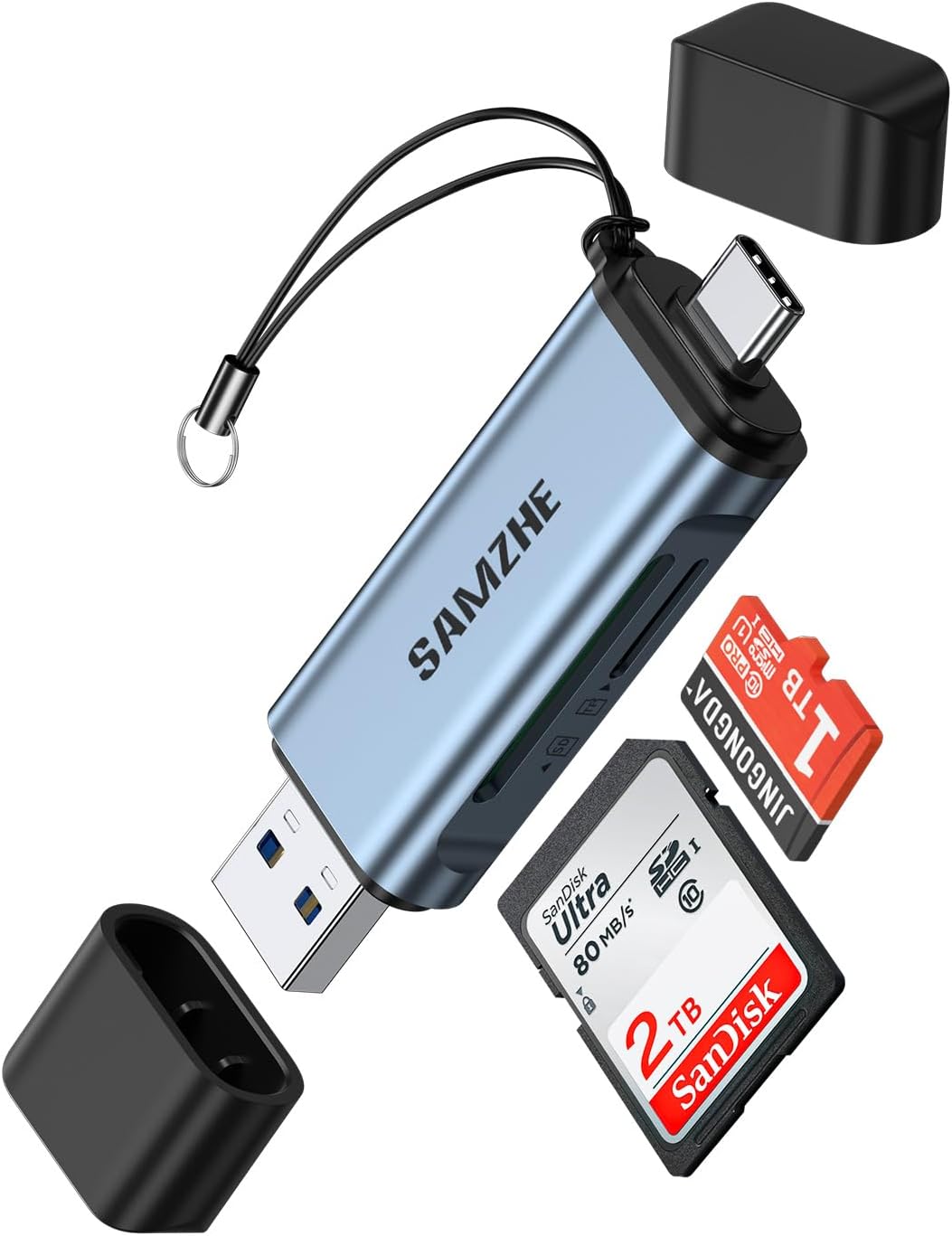 SAMZHE 3.0 2 1 17 16 15 SD Card Reader USB C, USB Micro SD Card Reader in Memory Card Reader for MicroSD SDHC SDXC