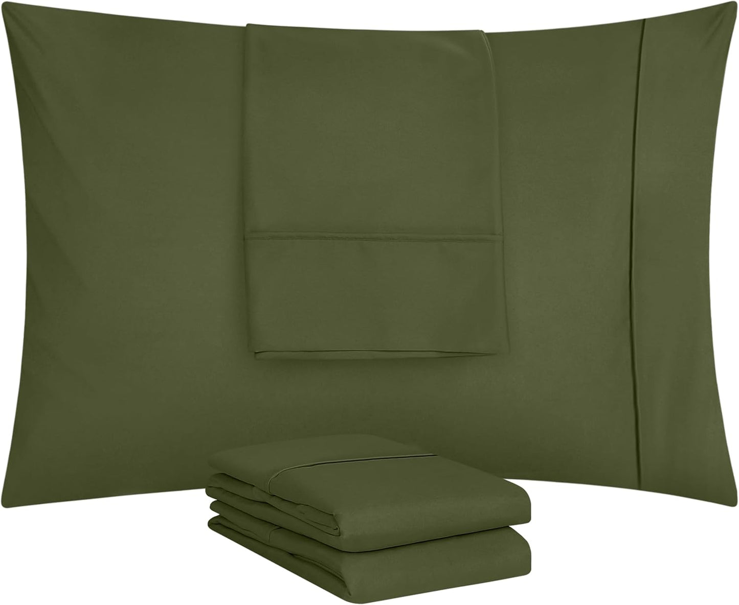 Utopia Bedding Queen Pillow Cases - Soft Brushed Microfiber - 4 Pack, Olive | Fade Resistant 20 x 30 Inches
