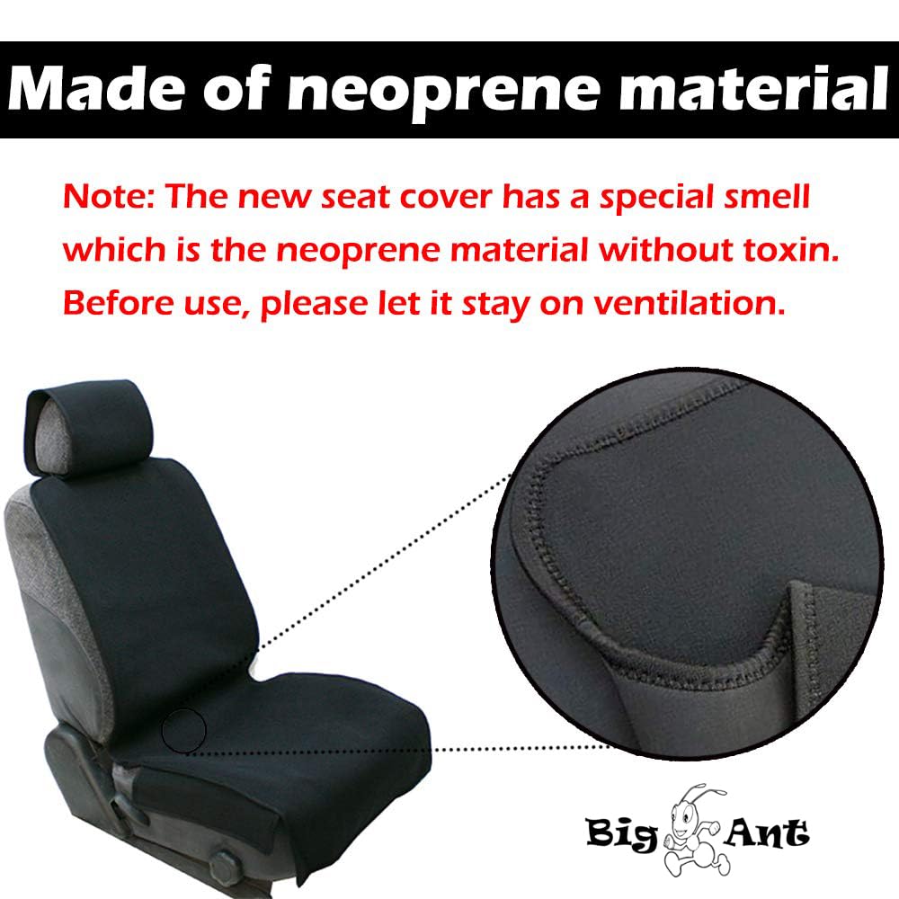 Big Ant Neoprene Waterproof Car Seat Cover, Sweatproof Auto Front Seat Protector for Post-Workout Gym, Running, Beach & Pets, Universal Non-Slip Fit for SUV/Truck, Won't Stick to Skin (Black, 1 PC)