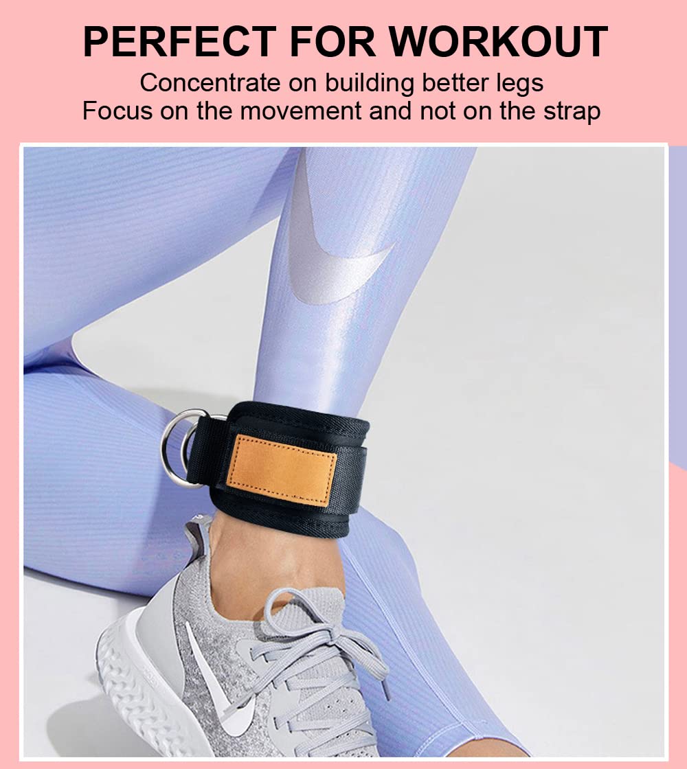 SUJAYU Ankle Strap for Cable Machine, 1 Pair Ankle Bands for Working Out Ankle Cuffs for Cable Machine, Adjustable Cable Kickback Ankle Strap, Gym Accessories for Women (Black)