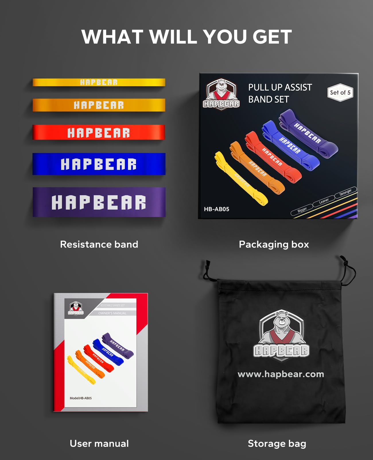 HAPBEAR Pull Up Assistance Bands - Pull Up Bands - Resistance Bands - Exercise Bands Resistance Bands Set - Workout Bands for Working Out, Stretching, Muscle Training - Colorful (5-125LBS)