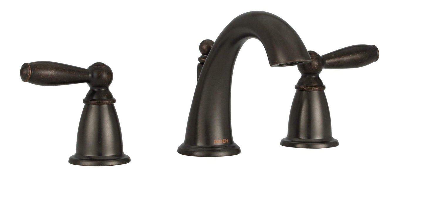 Moen Brantford Oil-Rubbed Bronze Two-Handle Widespread Bathroom Faucet Trim Kit Bathroom Faucets for Sink 3-hole Deck Mounted Setup, (Valve Required), T6620ORB