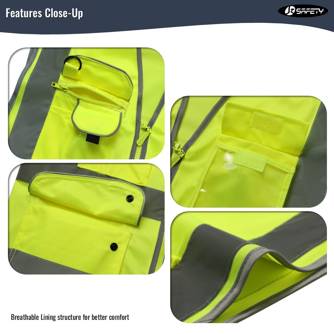 JKSafety 20 Pack 9 Pockets Class 2 High Visibility Zipper Front Safety Vest With Reflective Strips,Meets ANSI/ISEA Standard (Medium, 156-Yellow)