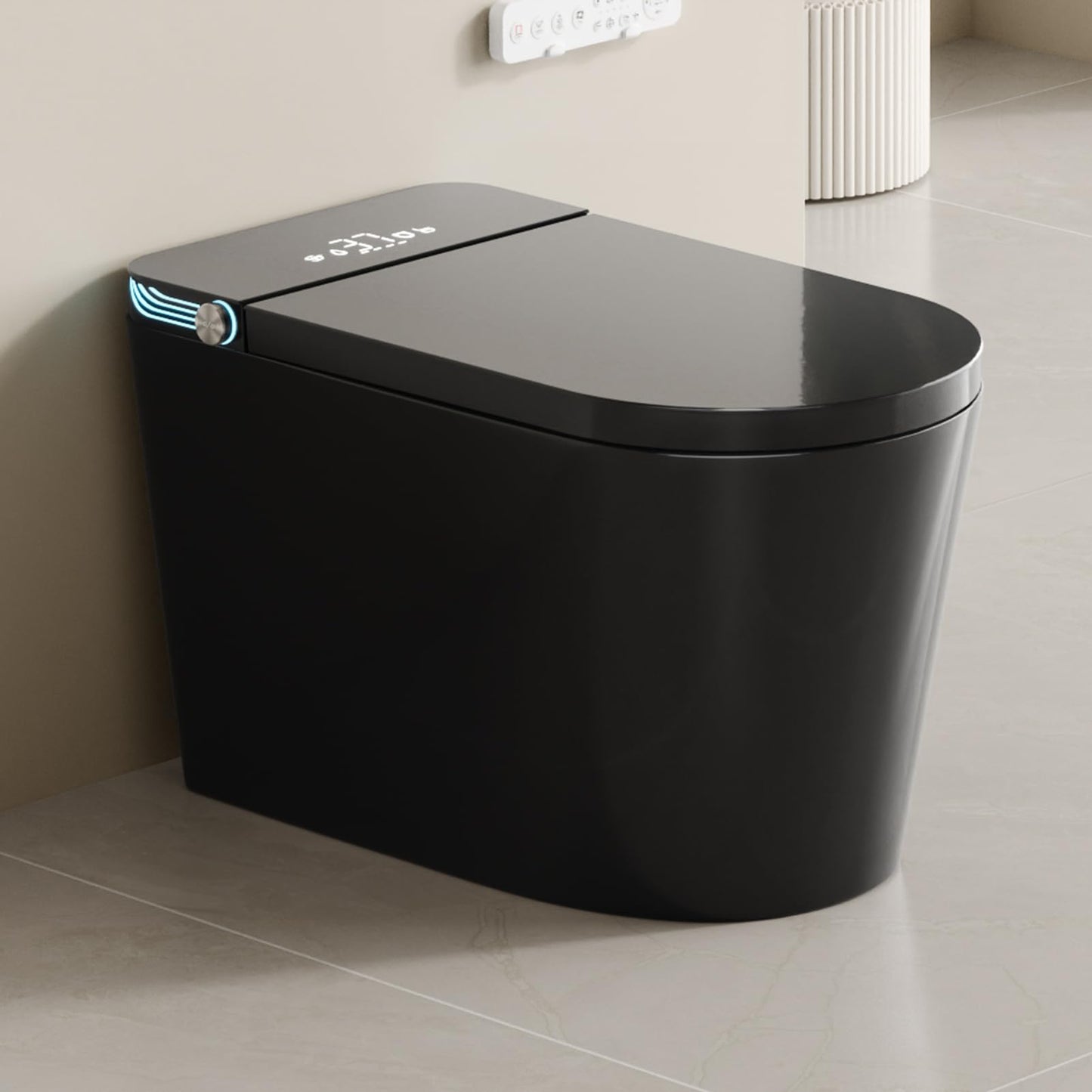 BONSAM Smart Toilet with Auto Open/Close Lid, Modern Toilet with Bidet Built In, Foam Shield, Auto Flush, Warm Water&Dryer, Self-Cleaning Heated Seat Toilet with Remote Control for Seniors & Families.