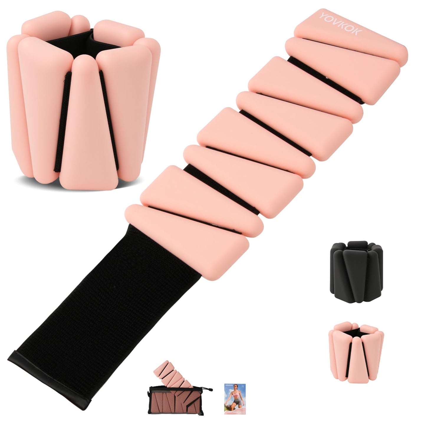 Wrist Weights, Adjustable Ankle Weights for Women Men, Leg and Arm Weights for Home Gym Workout, Running, Yoga, Pilates, Barre, Exercise, Strength Training, 4 LBS Pair 2LB Each (Flesh Pink)