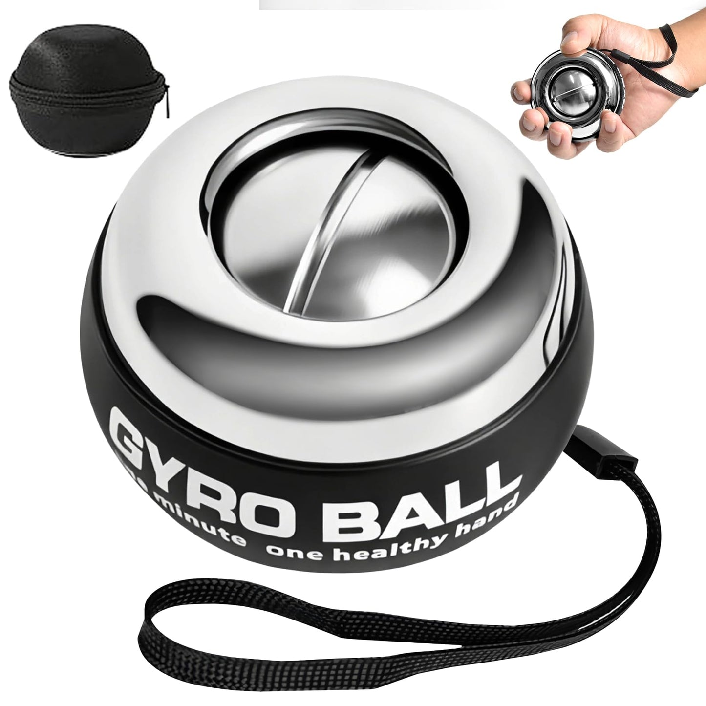 BeSokar Fullmetal Gyroball Wrist Exerciser Ball Auto Start 5 Level Resistance Gyroscopic Forearm Trainer Arm Strengthening Arm Finger Wrist