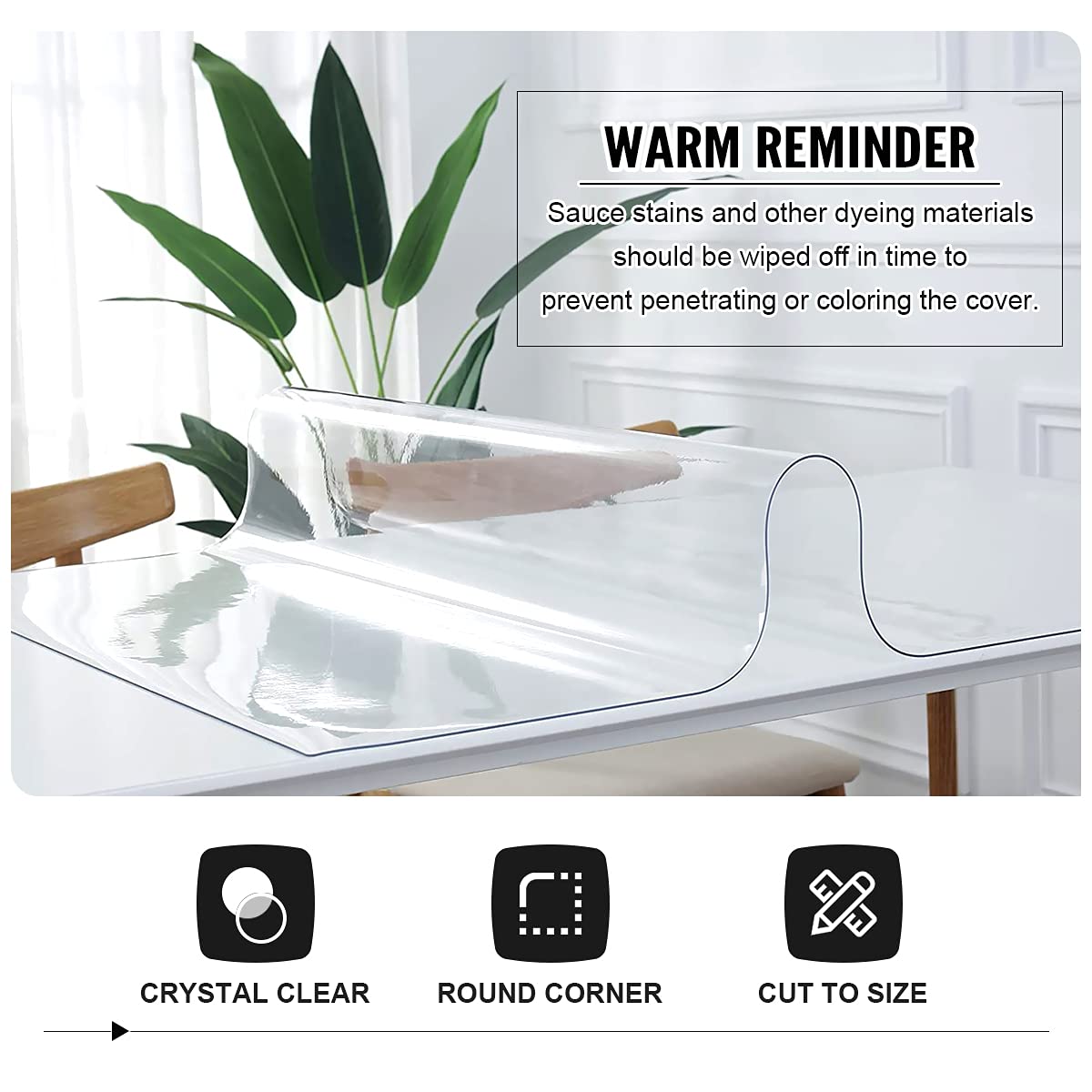 Royhom Clear Table Protector 40 x 62 Inch - 2mm Thick Plastic Table Cover, Clear Table Cover Protector Rectangle, Waterproof PVC Desk Mat for Coffee Table, Writing Desk, Dining Room, Dresser