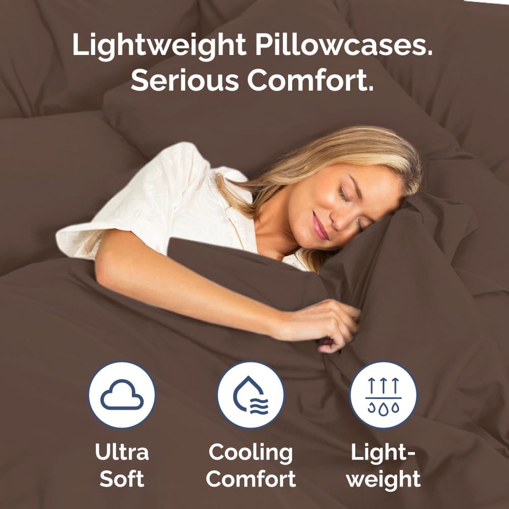 Queen Pillow Cases by [Brand Name] - Ultra Soft Hotel Quality Covers | Wrinkle-Free, Stain Resistant - 2 Piece Set in Brown