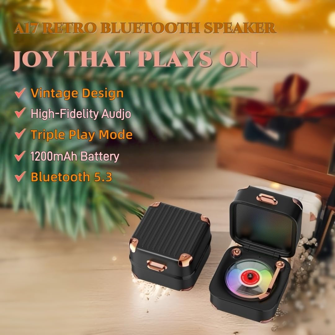 MiniLuxis Retro Bluetooth Speaker, Portable Mini Wireless Speaker with Clear Sound & Long Battery Life, Small Cute