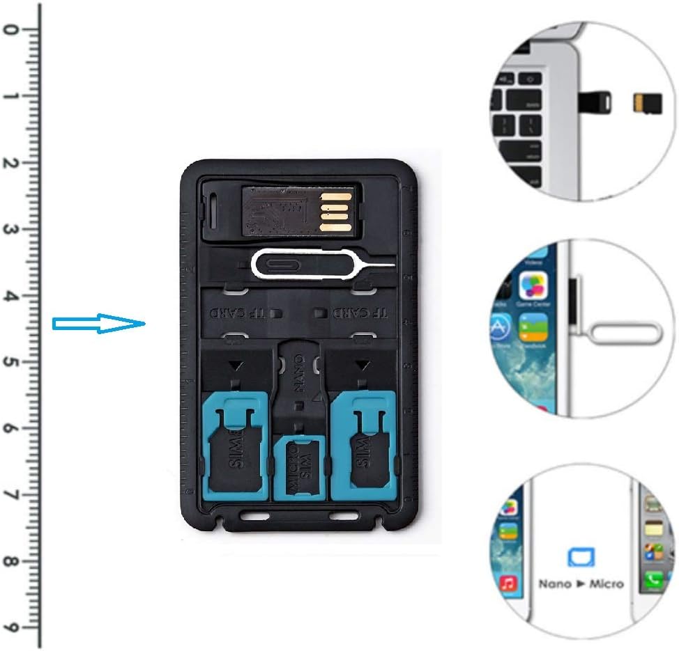 CARD DEVIL All in One Credit Card Size Slim SIM Adapter Kit With TF Reader & Tray Eject Pin, SIM Holder, Micro SD
