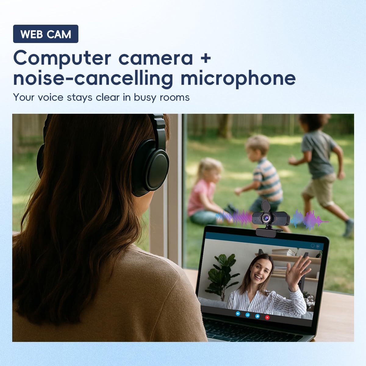Generic 1080P PC Webcam with Built-in Noise-Canceling Microphone Physical Privacy Cover Automatic Light Compensation