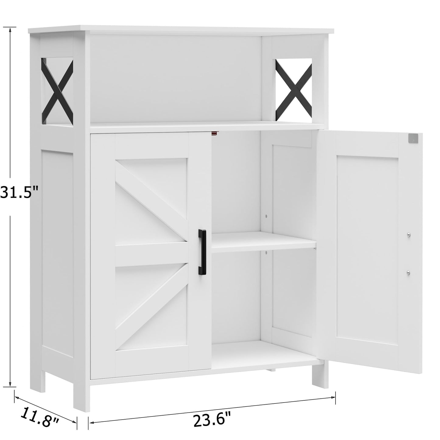 Homhedy Farmhouse Bathroom Storage Cabinet with 2 Doors, Toilet Paper Cabinet with Adjustable Shelf, Small Bathroom Cabinet for Kitchen/Laundry/Living Room, 11.8 x 23.6 x 31.5 Inches, White