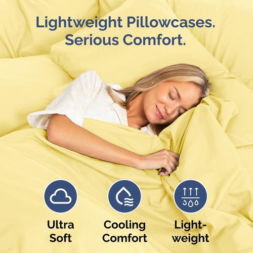 King Standard Pillow Cases by [Brand Name] - Ultra-Soft Hotel Quality - Wrinkle Resistant & Machine Washable - 2 Piece Set in Yellow