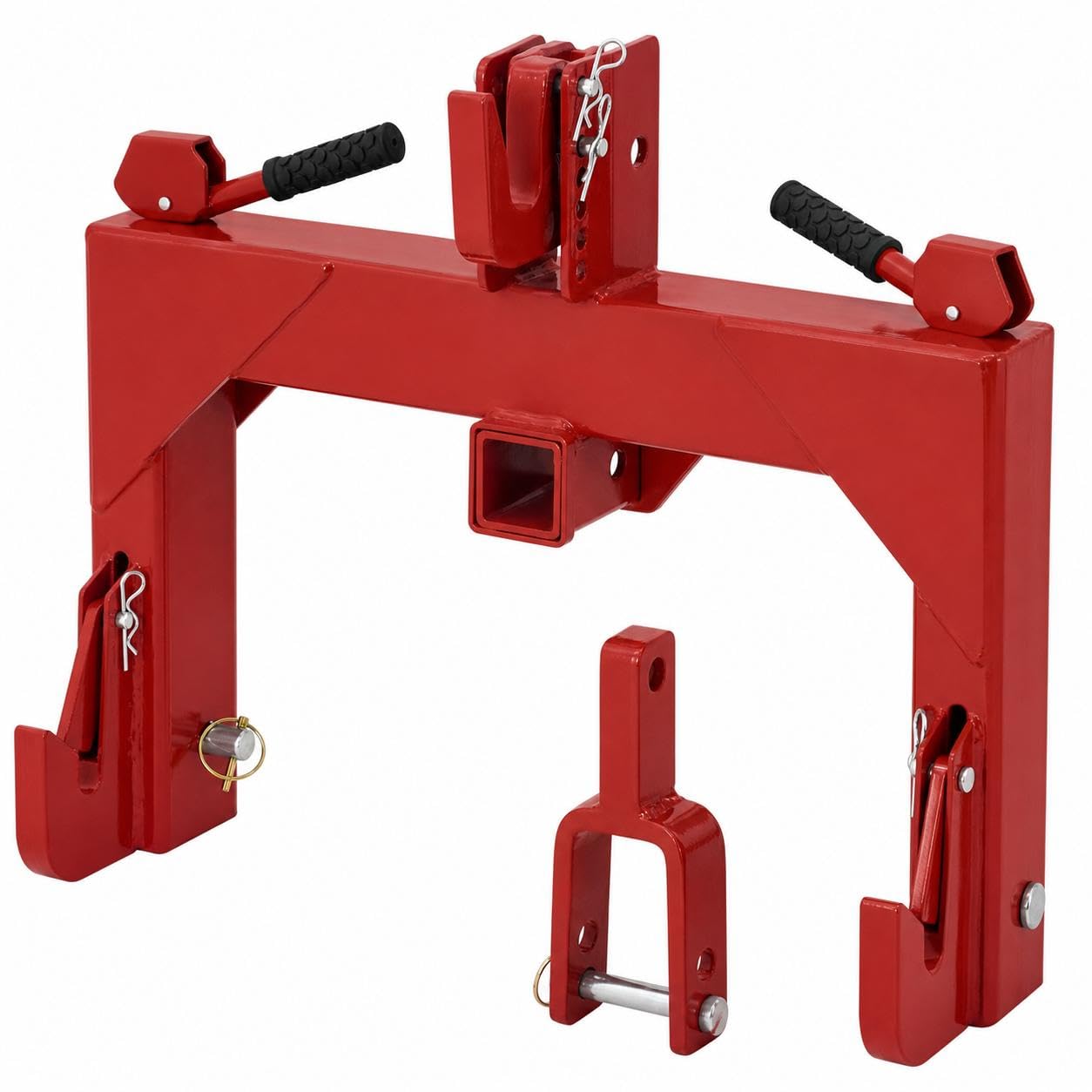 3-Point Quick Hitch with 2" Trailer Receiver, 3000LBS Lifting Capacity Category 1 Tractor Attachment, 5-Level Adjustable Top Hook, No Modification Needed for Agricultural Use