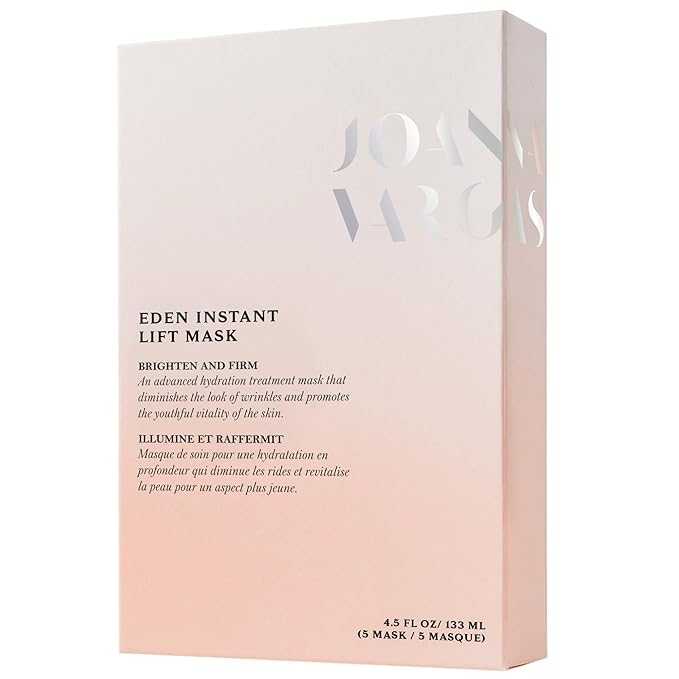 Joanna Vargas Eden Instant Face Lift Facial Mask ??Hydrating Collagen Sheet Mask for Glowing Skin ??Firming Face Mask with Hyaluronic Acid ??Anti Aging Facial Mask for Women ??5 sheets