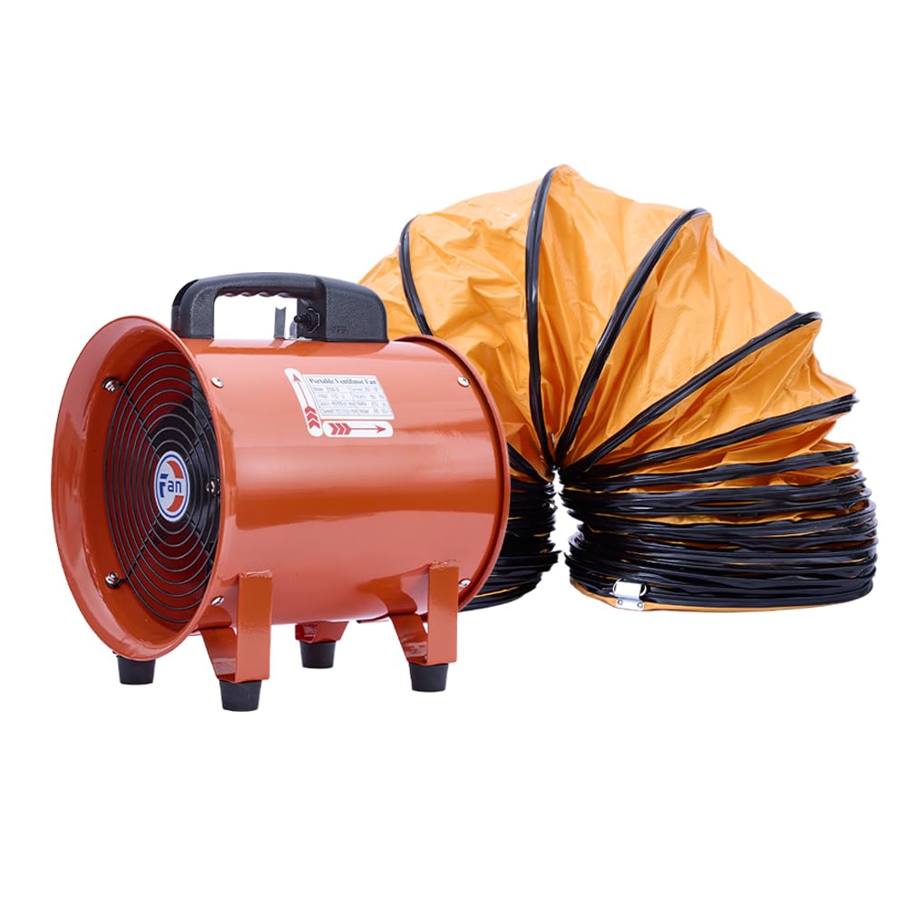 12Inch Utility Blower Fan with 16ft Flexible Duct Hose, 3900 m3/h High Velocity Portable Industrial Exhaust Fanial Extractor for Basements,Workshops,Warehouses,Confined Spaces (12IN Fan+16FT Hose)