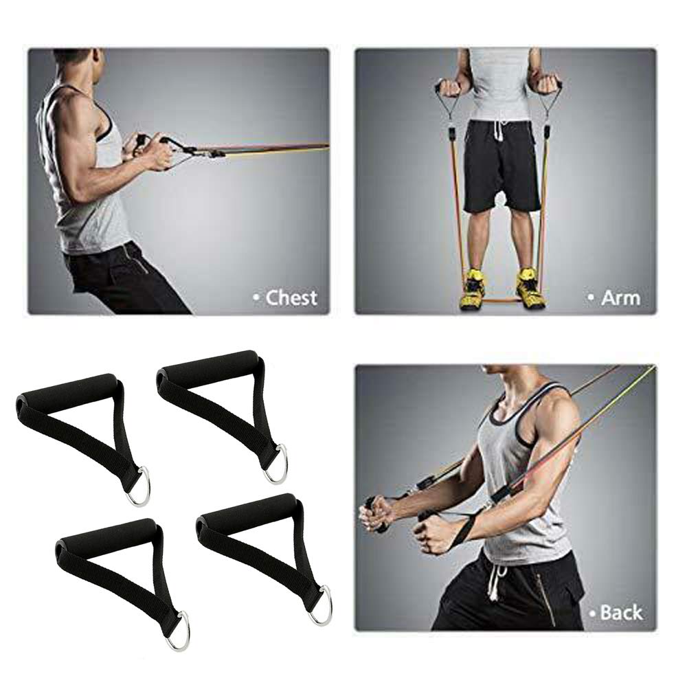 4PCS Pull Handles Resistance Bands Foam Handle Replacement Fitness Equipment for Yoga, Strength Training (Black)