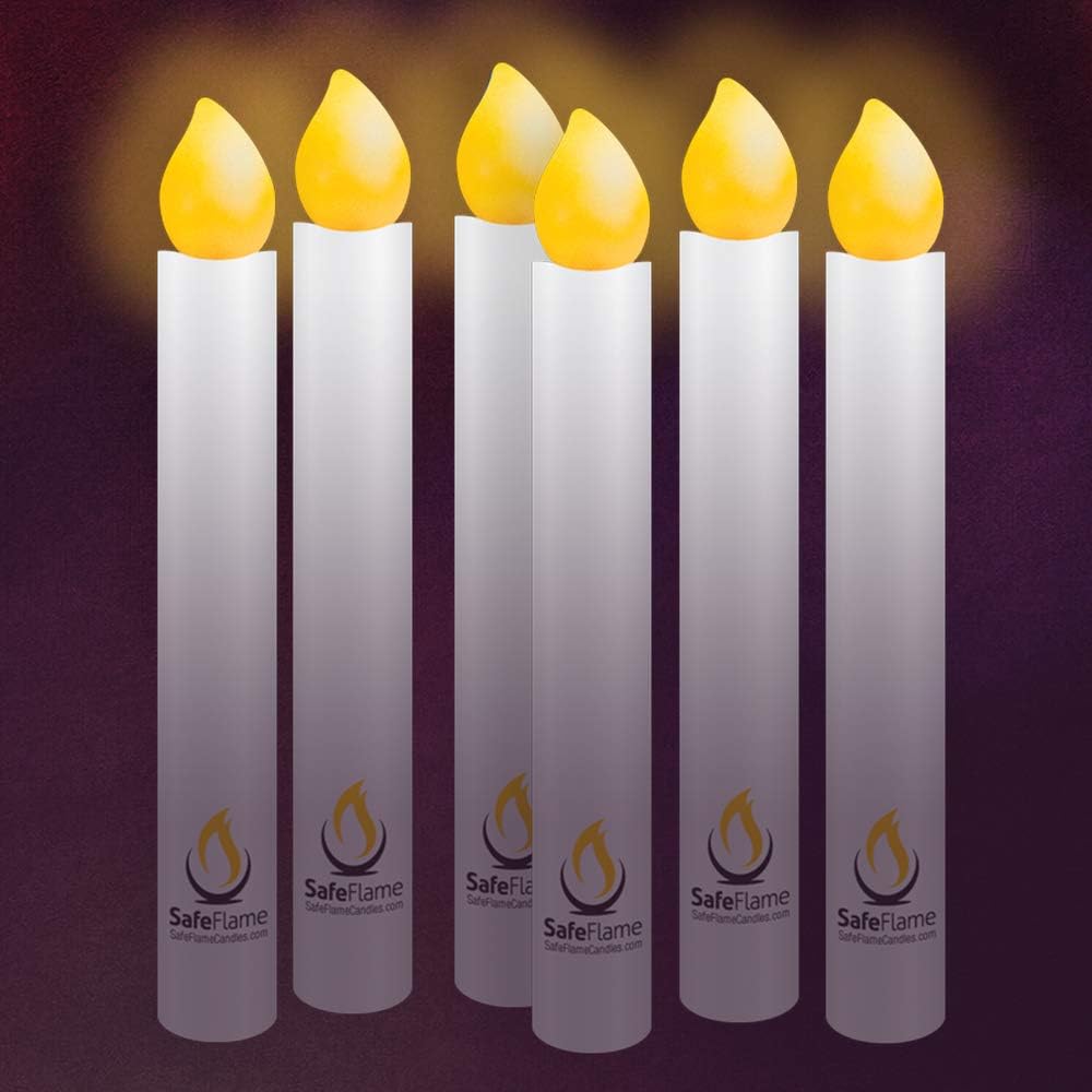 SafeFlame Flickering LED Handheld Candles - Battery Operated with Easy On/Off Switch - Box of 25 (Amber)
