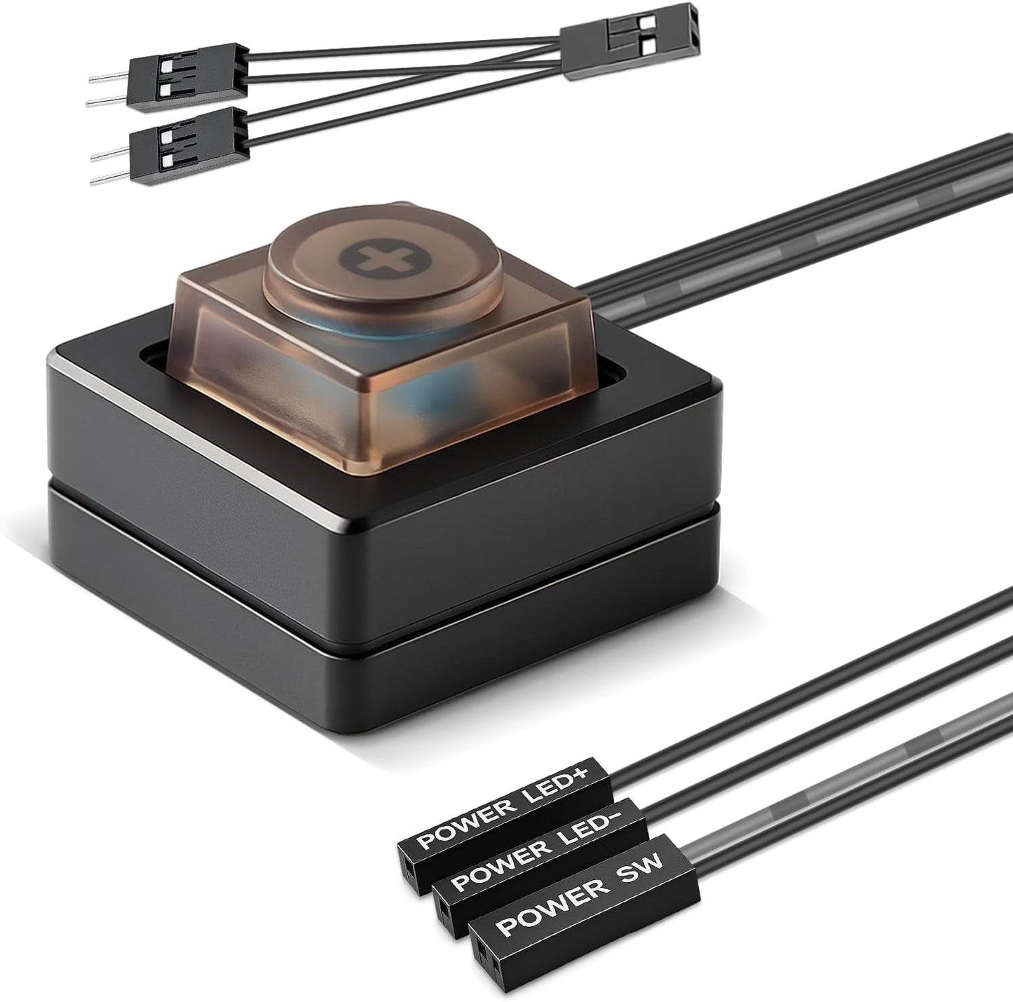 DPVPER 2M Aluminum PC Power Button, External Computer Power Button, PC Power Switch with Cable and Magnet for Desktop