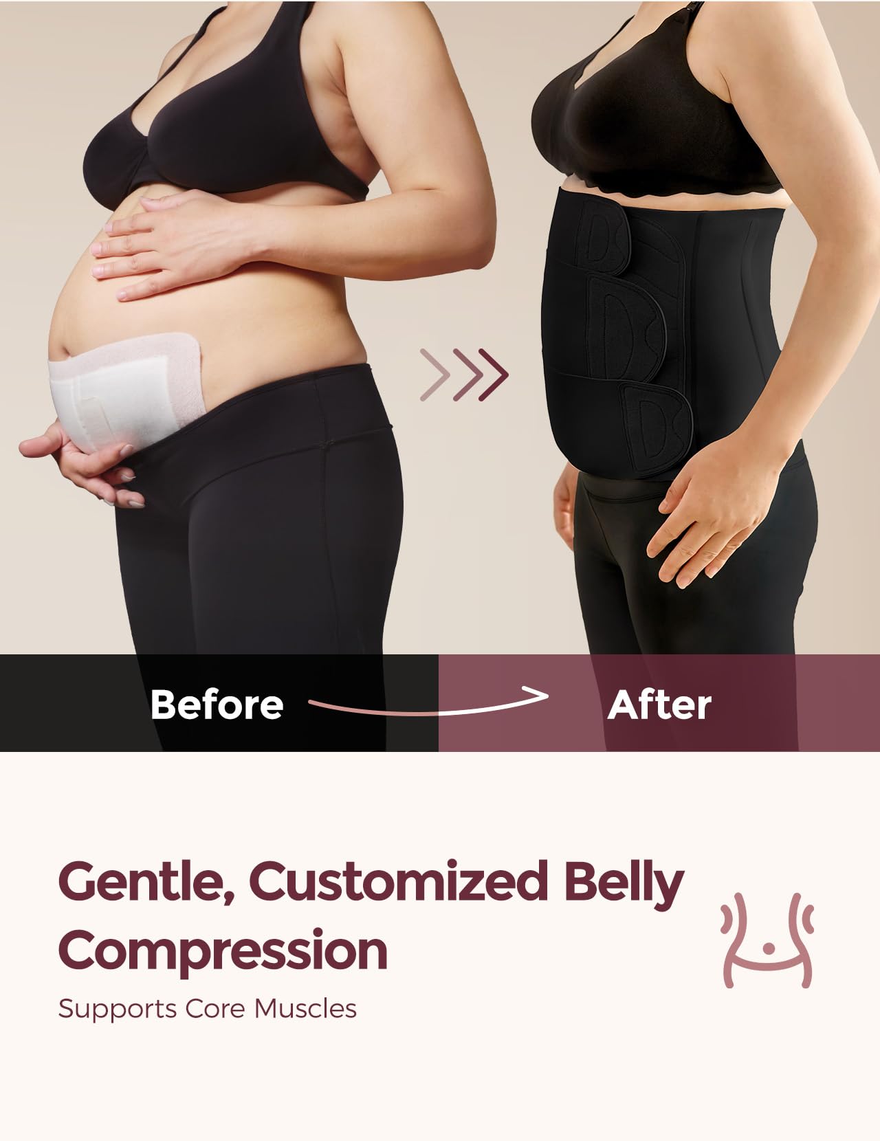 Momcozy Ergowrap Postpartum Belly Band for C-Section Recovery and Vaginal Birth, Abdominal Binder with 3D Lifting & Ergonomic Back Support, Seamless Belly Wrap Shapewear for Post Surgery Recovery