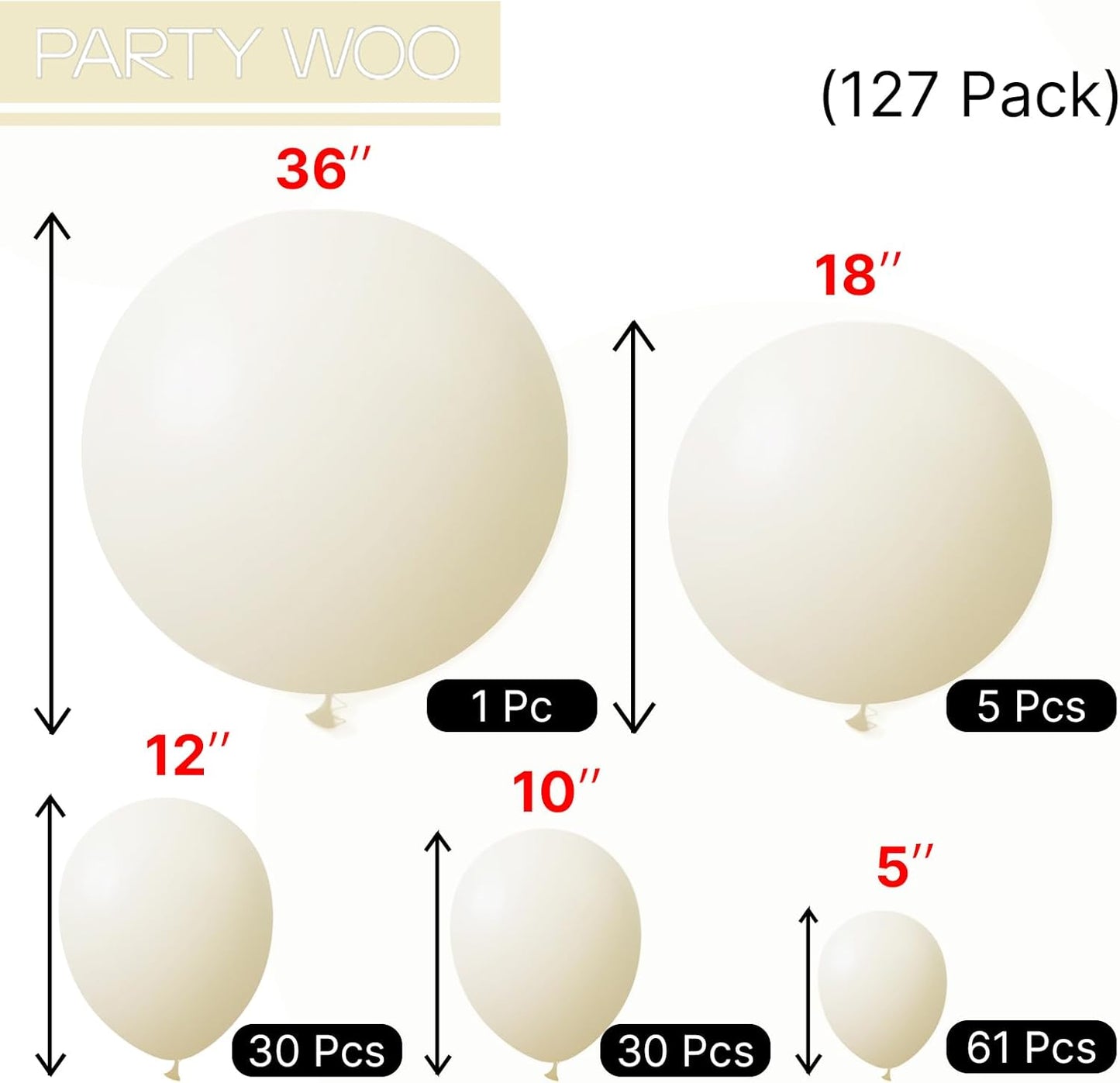 PartyWoo Pastel Yellow Balloons - 127-Piece Arch Kit for Baby Showers & Birthdays | 5-36 Inch Sizes
