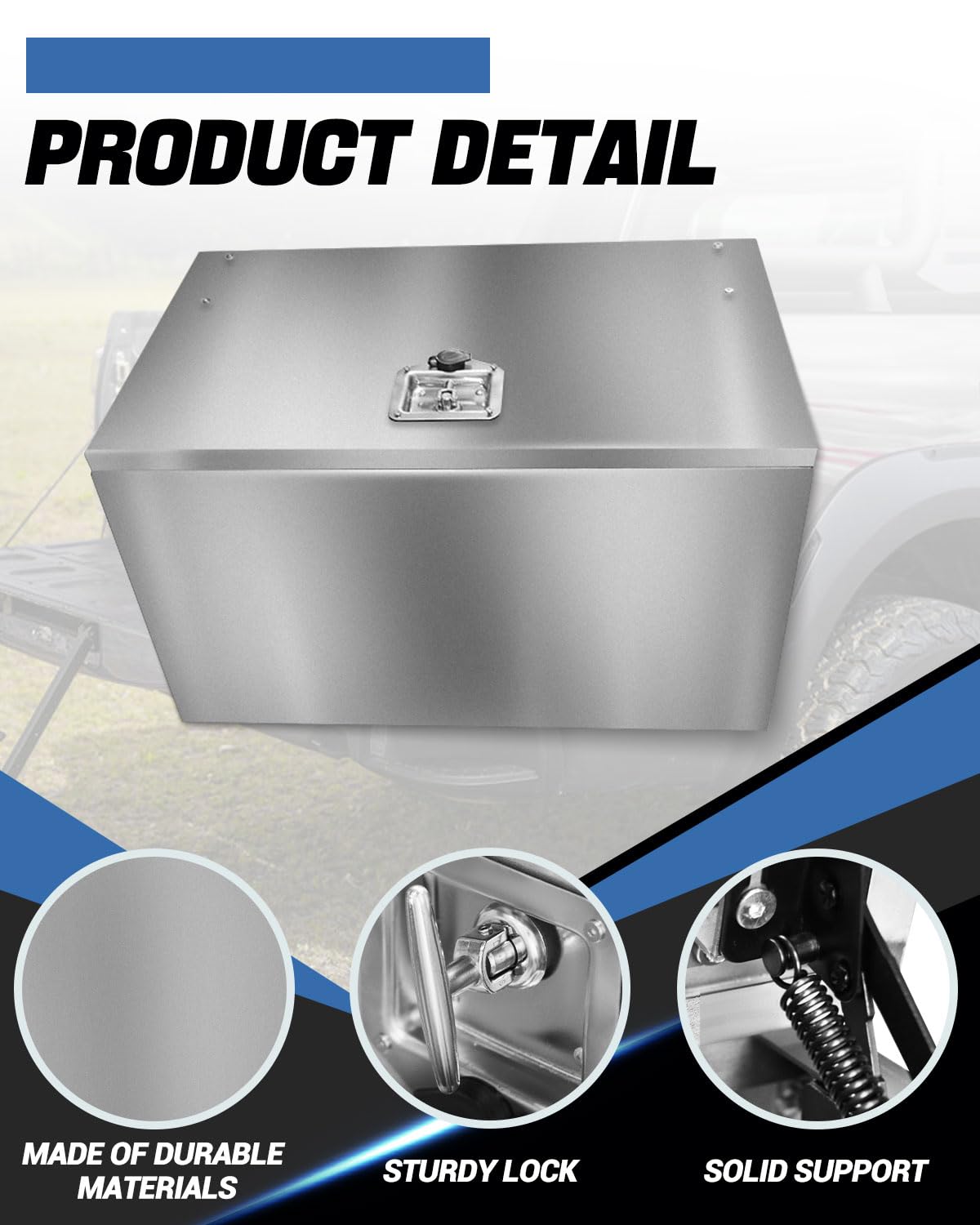 Truck cargo boxes, pickup storage boxes, stainless steel toolboxes with locks and keys, waterproof trailer storage boxes with T-handle latches, suitable for trucks, vans, trailers (29.9x18x18) inches