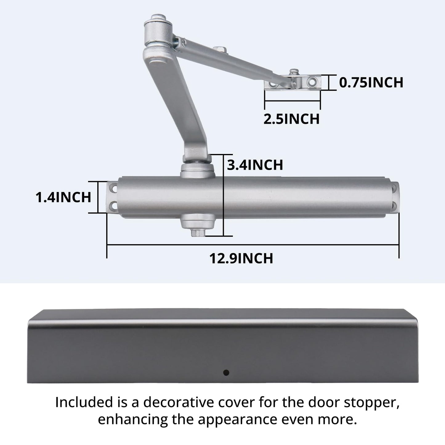Commercial Automatic Door Closer，Grade 1 Heavy Duty Hydraulic Self Closing Door Hinge,Spring Adjustable from Size 1 to 6，Surface Mounting，ADA,UL