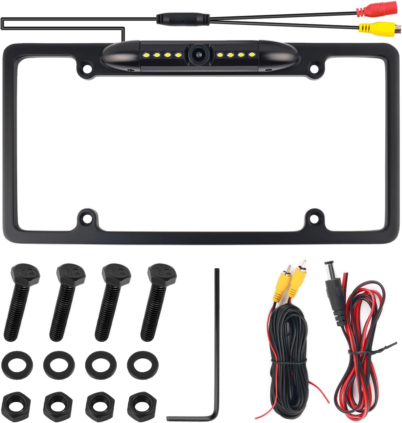 VKQTS 2026 8 170 New License Plate Backup Camera with LED Lights,Waterproof License Plate Reverse Camera with Wide