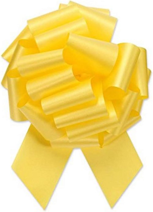 Berwick Offray Pull Bow Ribbon - 2.5'' Wide, 8'' Diameter, 20 Loops - Bright Yellow for Gifts