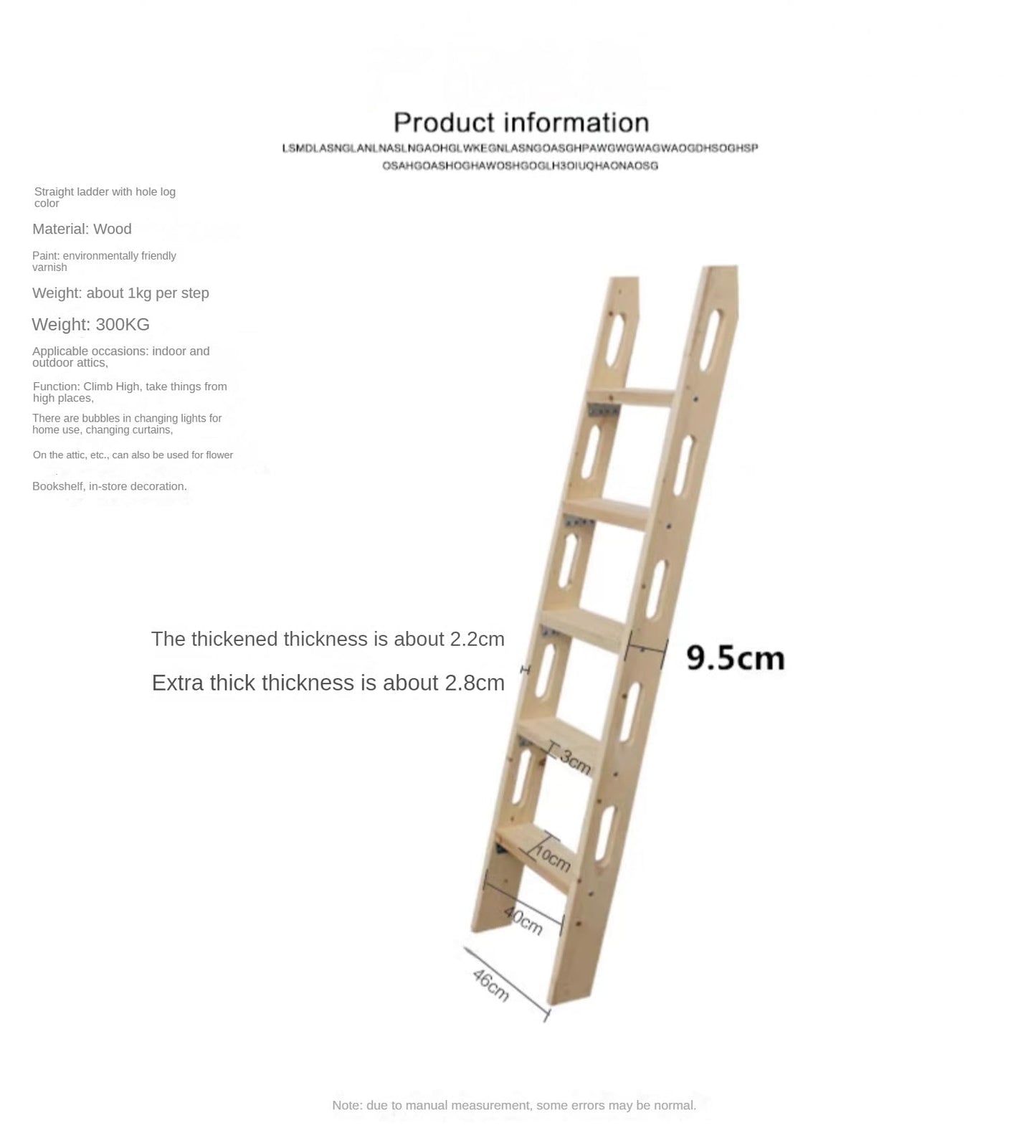 NDDKSII Bunk Bed Ladder - Eco-Friendly Solid Wood, Durable 1.18" Thick, 300KG Capacity, Safety Hollow-Out Side Rails, Includes Mounting Accessories, Perfect for Dorms, Bedrooms, Apartments