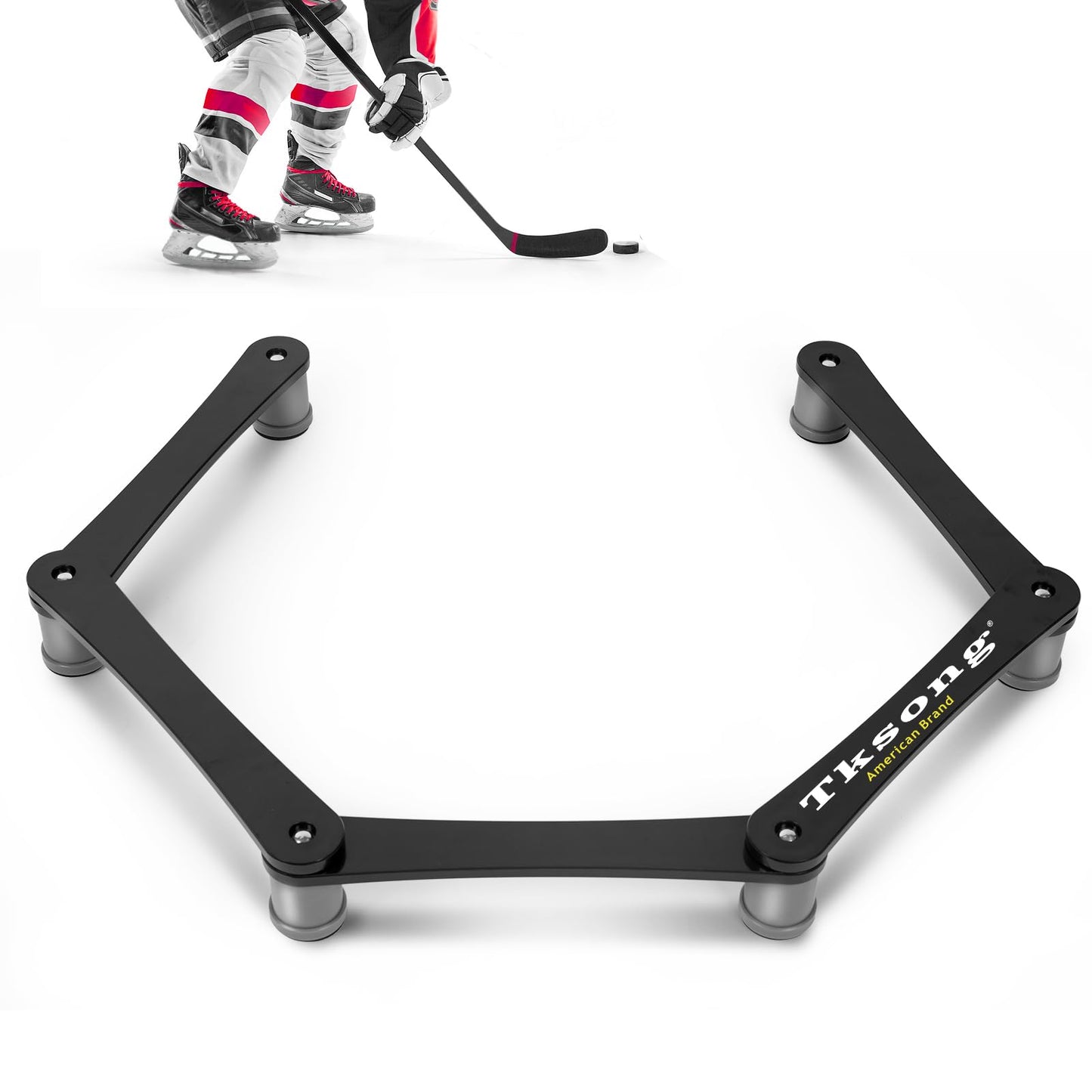 TKSONG Hockey Training Equipment - Adjustable Hockey Trainer for Stick Handling & Puck Control | Portable Stickhandling Training Tool for Kids & Adults | On/Off Ice Use，5-Sections(Black/Gray)