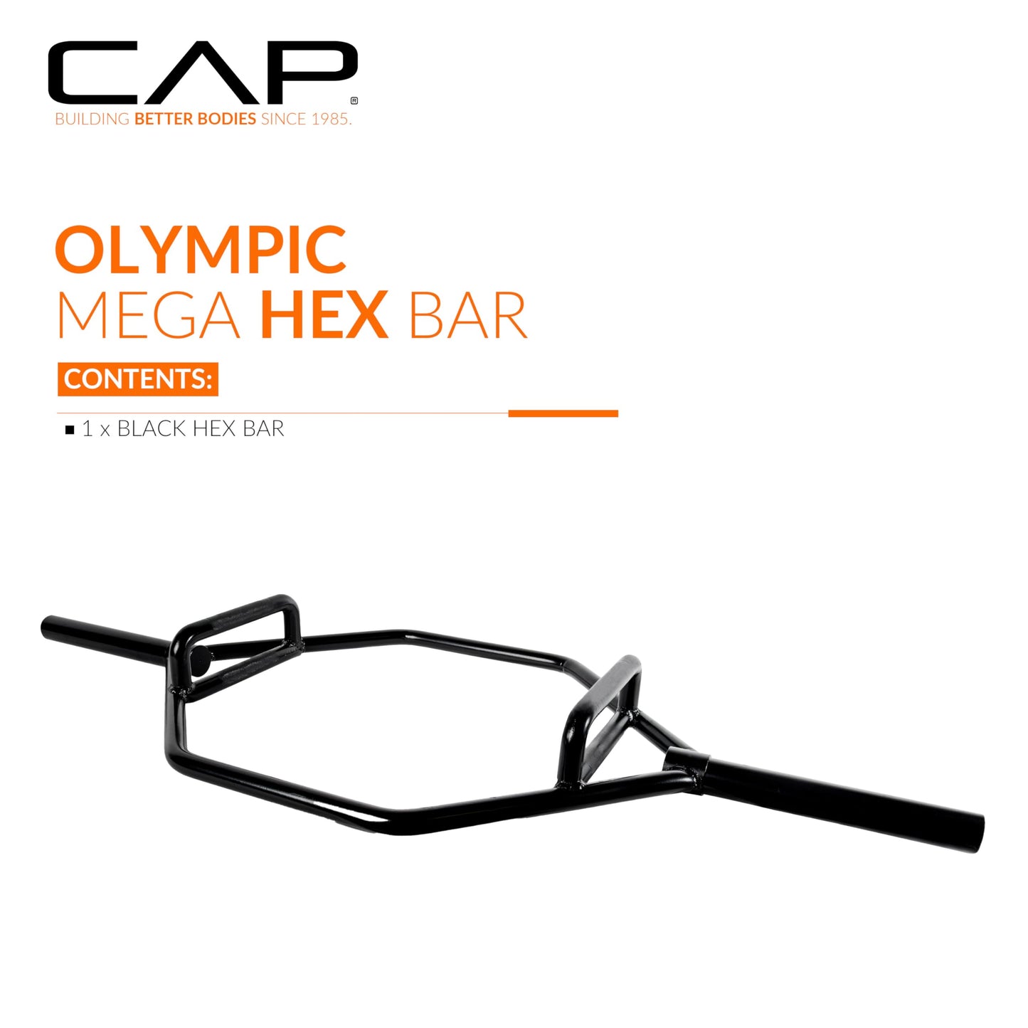 CAP Barbell Mega Olympic Trap, Deadlift, Hex Bar with Combo Neutral Grips, Black