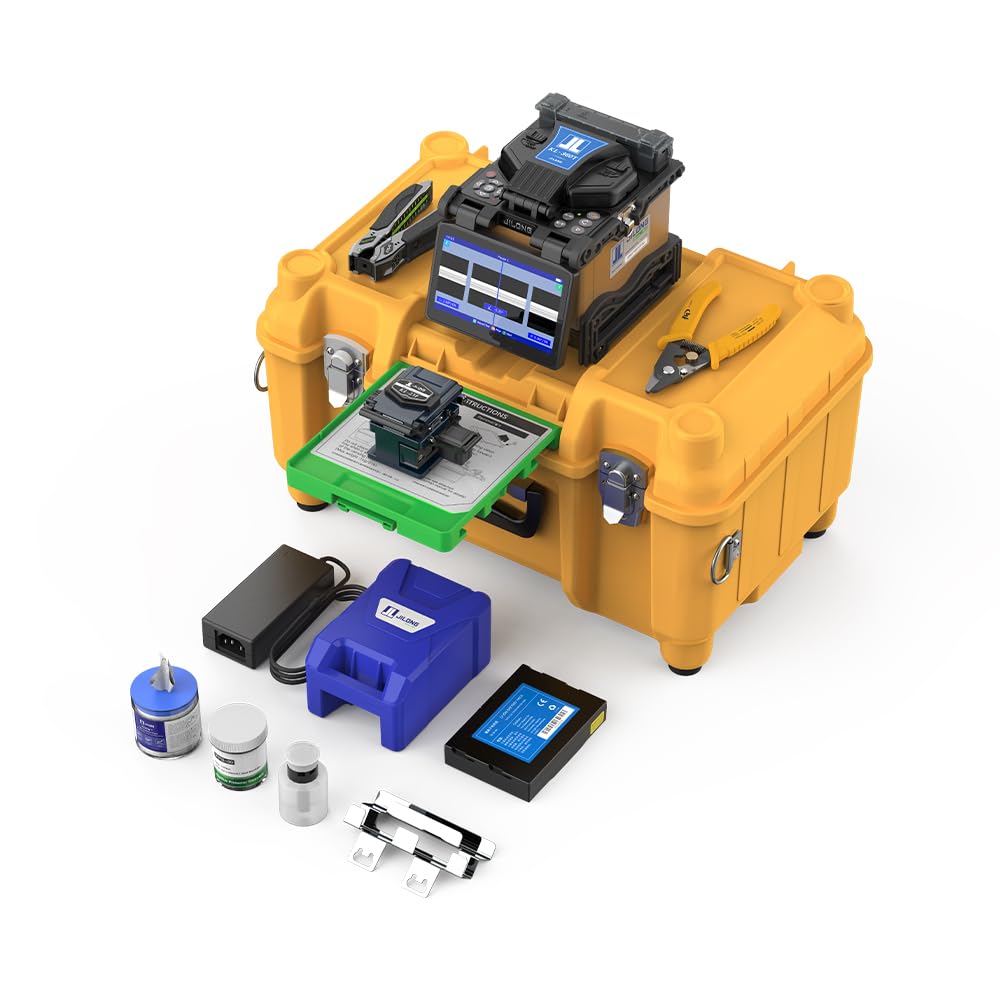 JILONG Optic Fiber Fusion Splicer KL-360T Truck Fusion Splicer 6 Motors Core Alignment 6s Splicing 16s Fast-Heating with Low Splicing Loss 0.01dB, Fiber Splicing Kit with Stripper FTTH Cable Tester