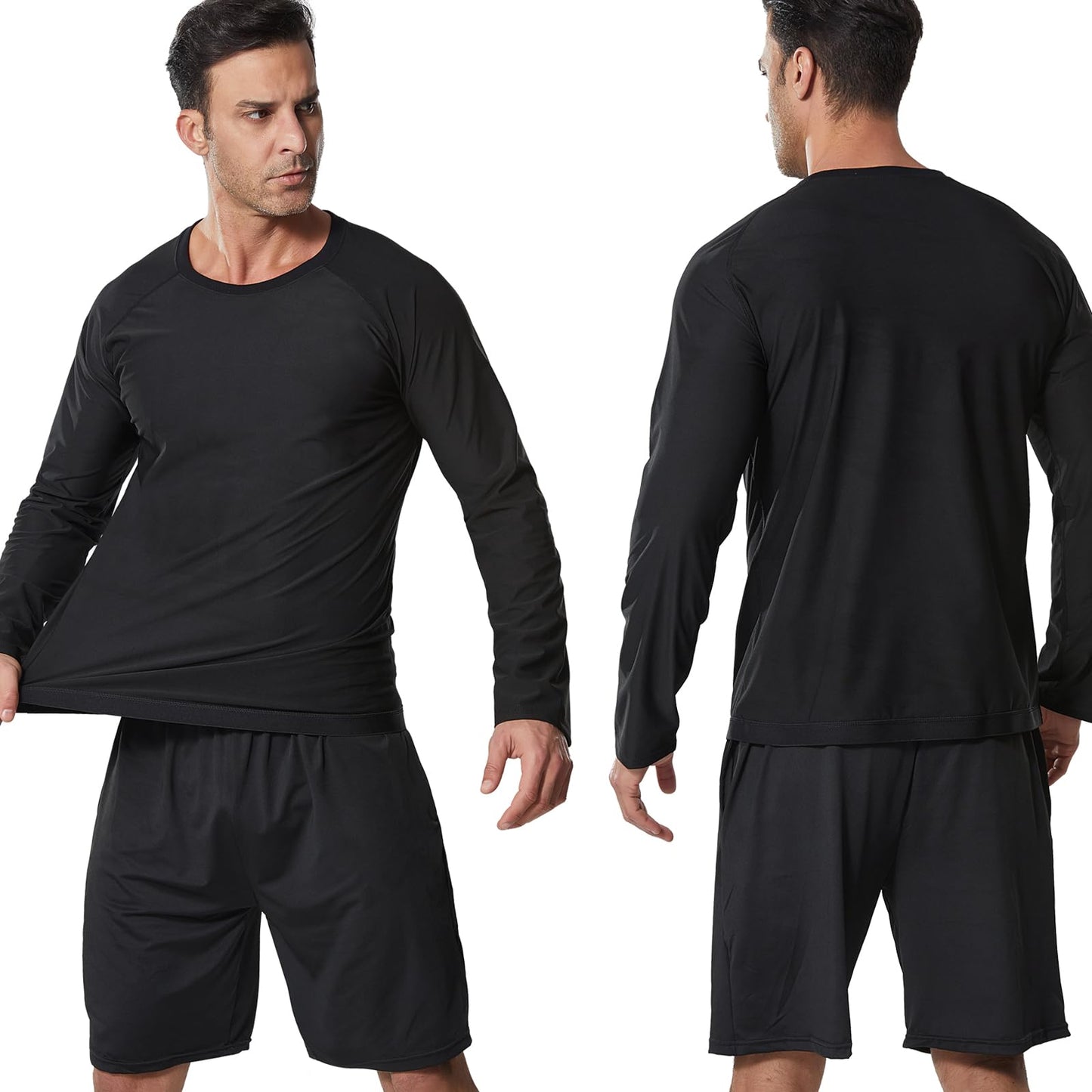 Towintec Sauna Suit for Men Long Sleeve Heat Trapping Sweat Shirt Weight Loss Body Shaper Vest Hot Workout Gym Gear Compression Shirts for MMA Training Sports Athletic Body Smoothing Tops（Silver,M）
